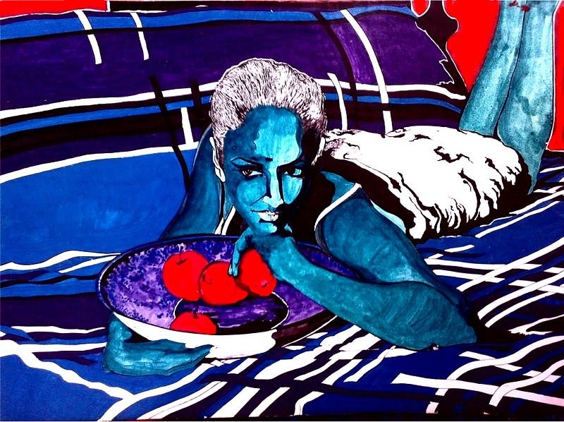 Waiting Afra In Colourful Bedroom