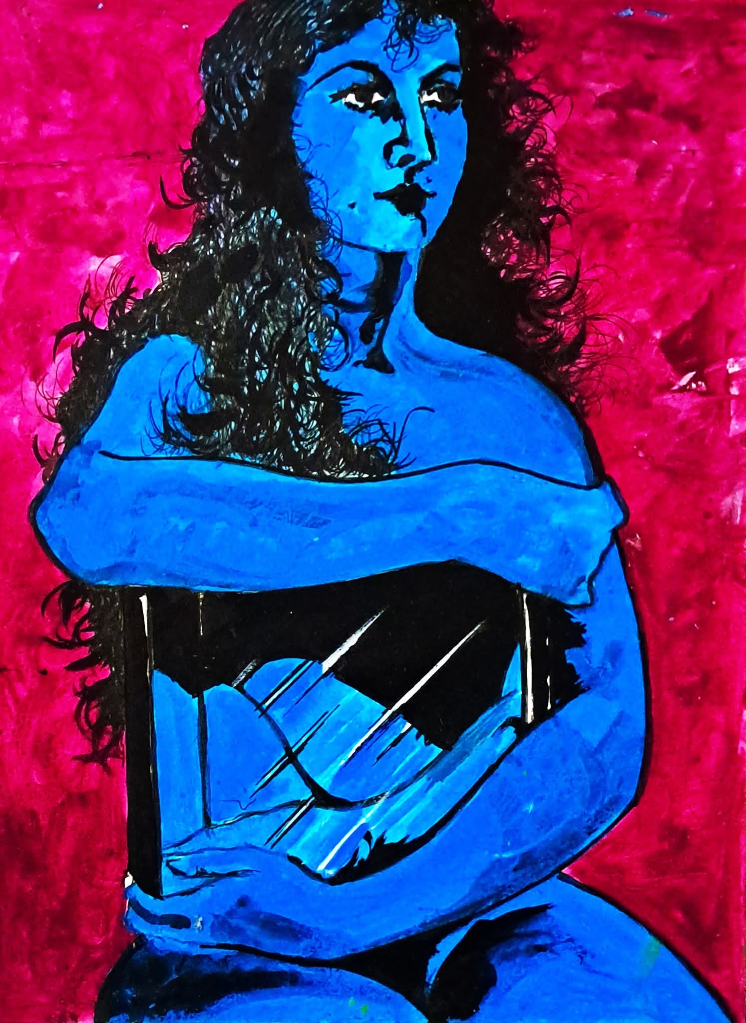 'Purple Naked Woman With A Mirror'