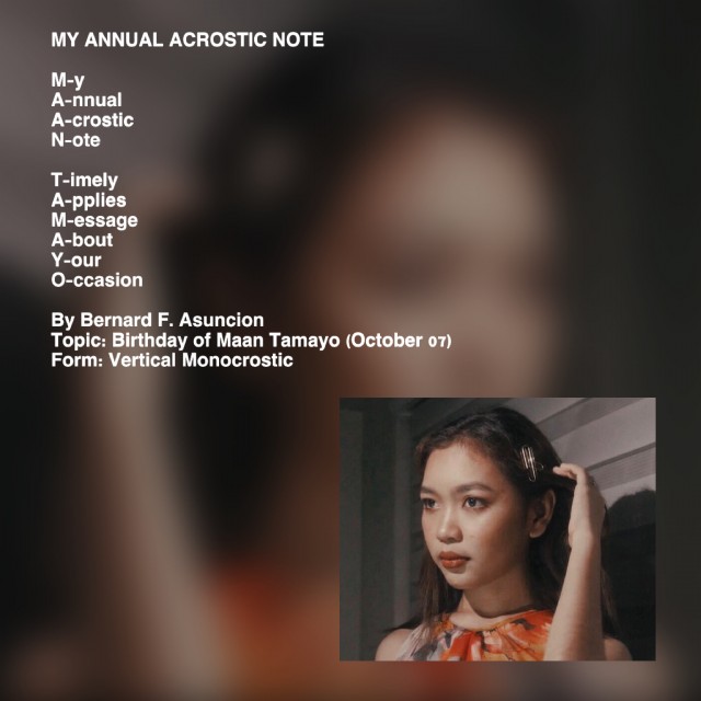 My Annual Acrostic Note
