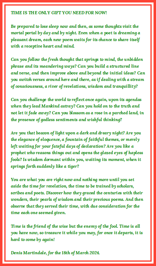 Time Is The Only Gift You Need For Now! (Text Version)