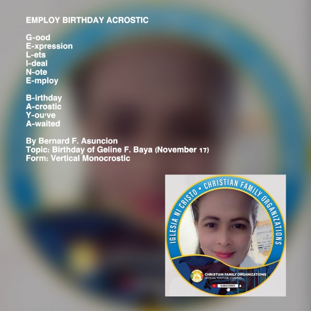 Employ Birthday Acrostic