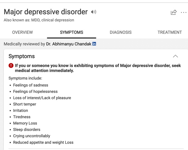 Major Depression Disorder