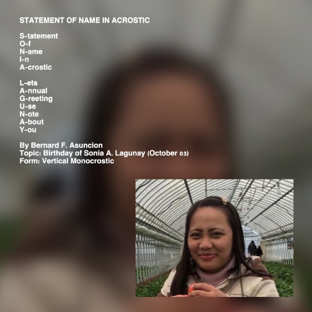 Statement Of Name In Acrostic