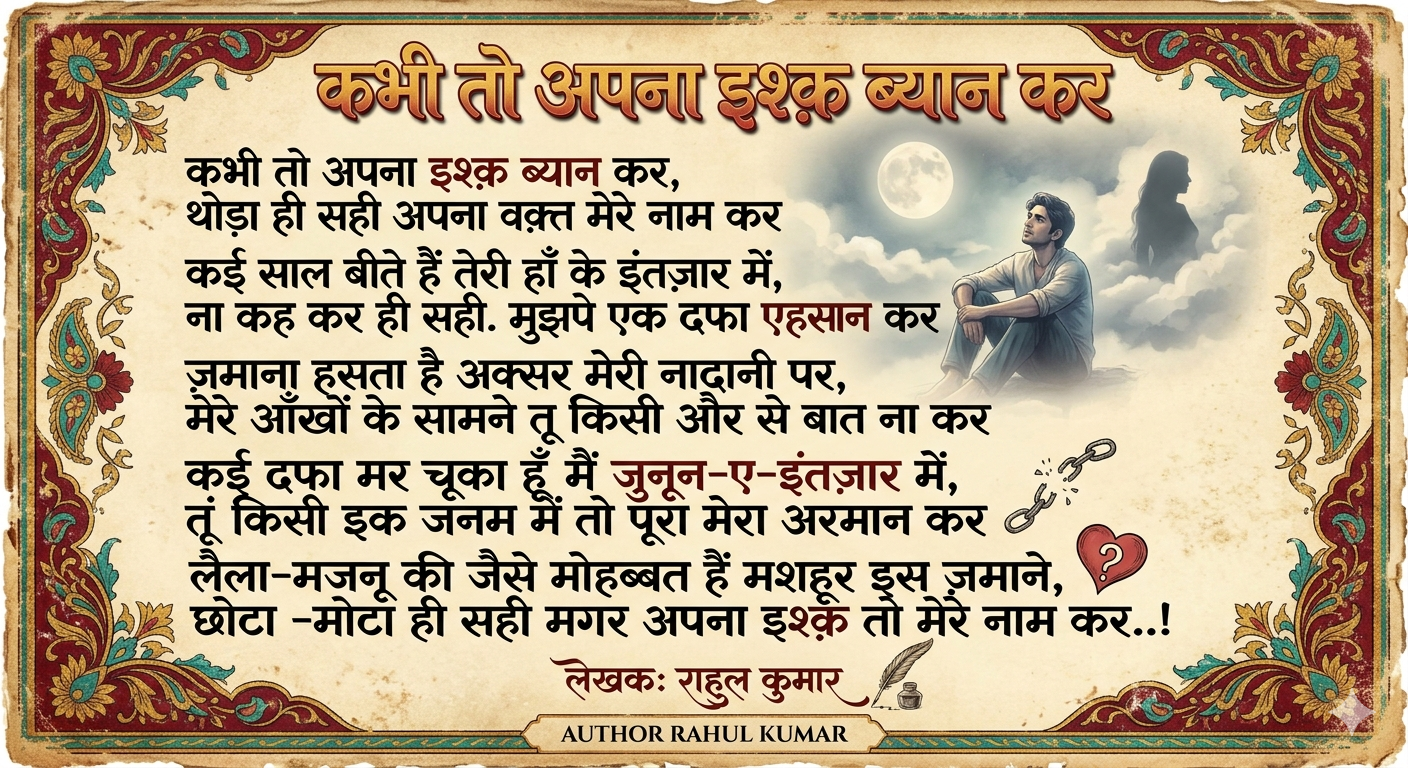 Kabhi To Apna Ishq Bayan Kar Author Rahul Kumar