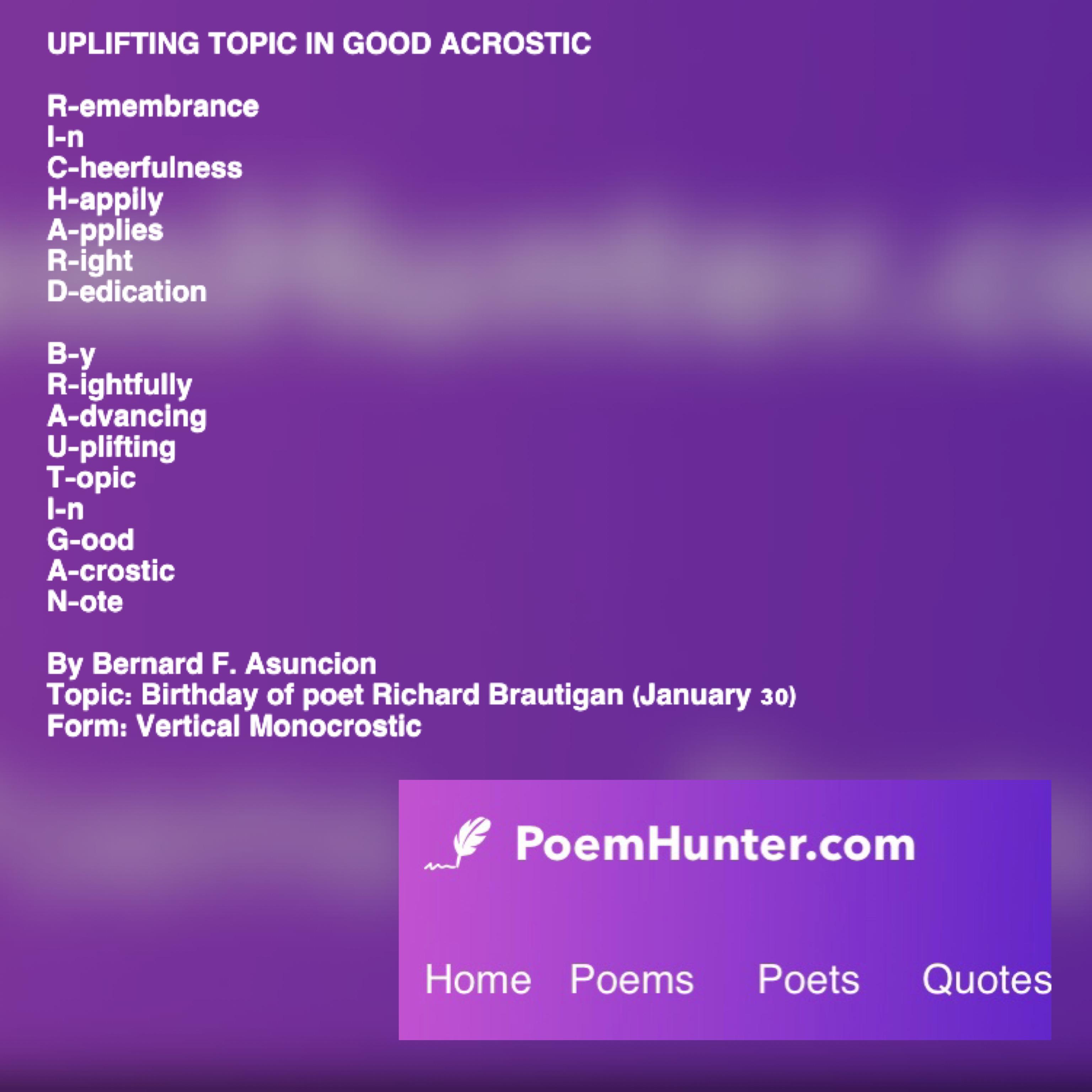 Uplifting Topic In Good Acrostic