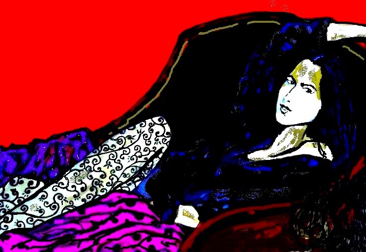 Seductive Tarsila Lying On Antique Sofa