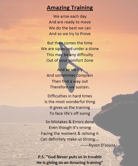 Amazing Training - Amazing Training Poem by Ryson Dsouza