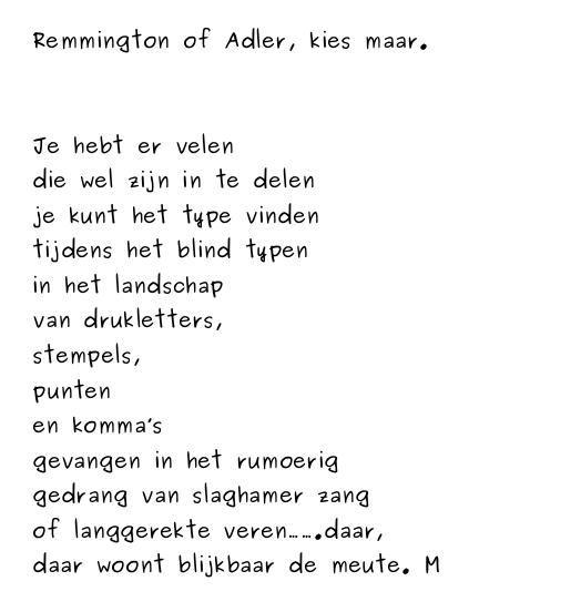 Remmington Of Adler, Kies Maar.