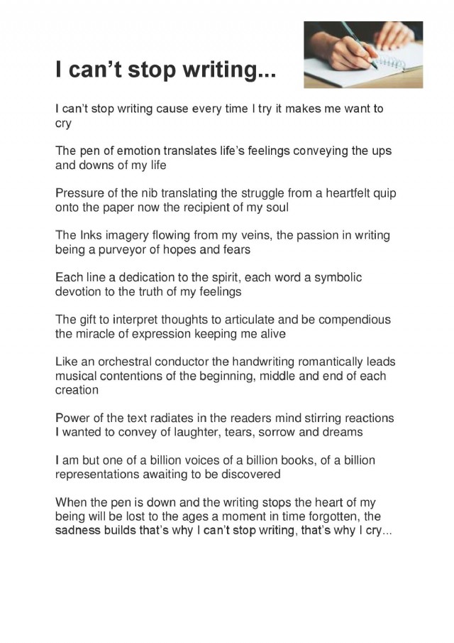 I Cant Stop Writing...