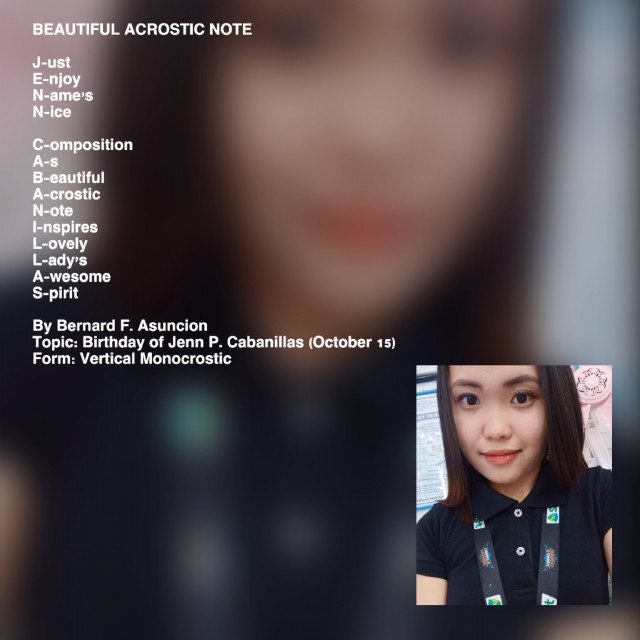 Beautiful Acrostic Note