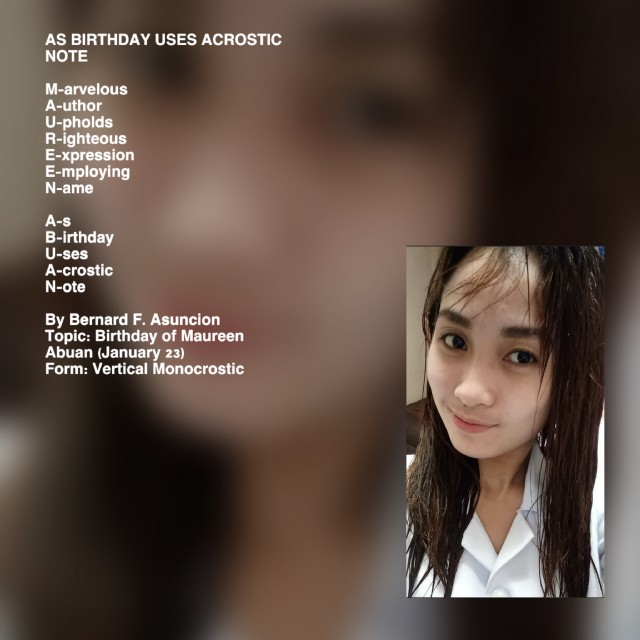 As Birthday Uses Acrostic Note