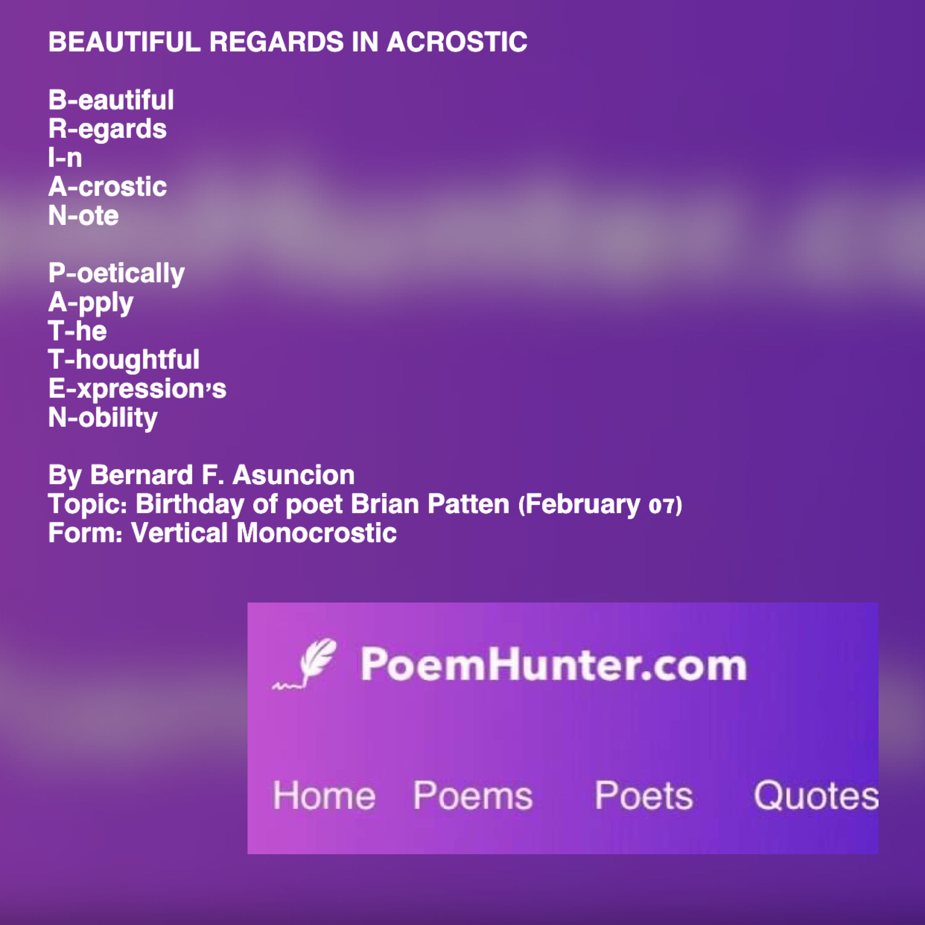 Beautiful Regards In Acrostic