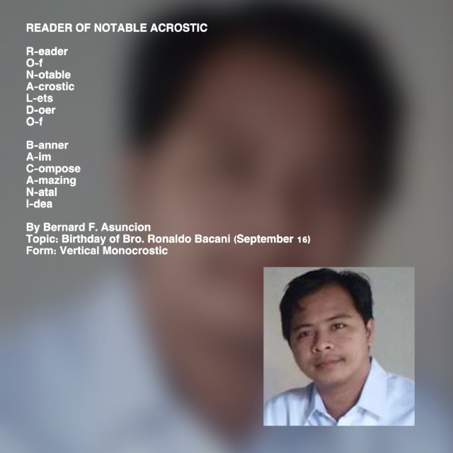 Reader Of Notable Acrostic