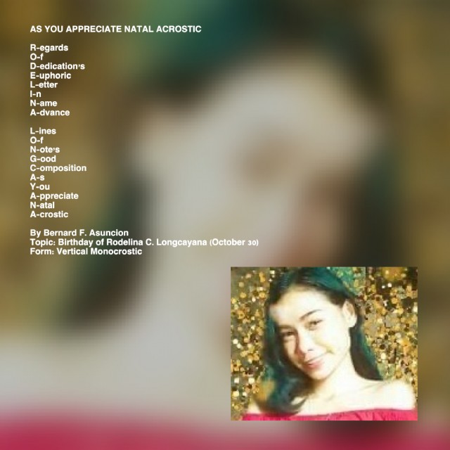 As You Appreciate Natal Acrostic