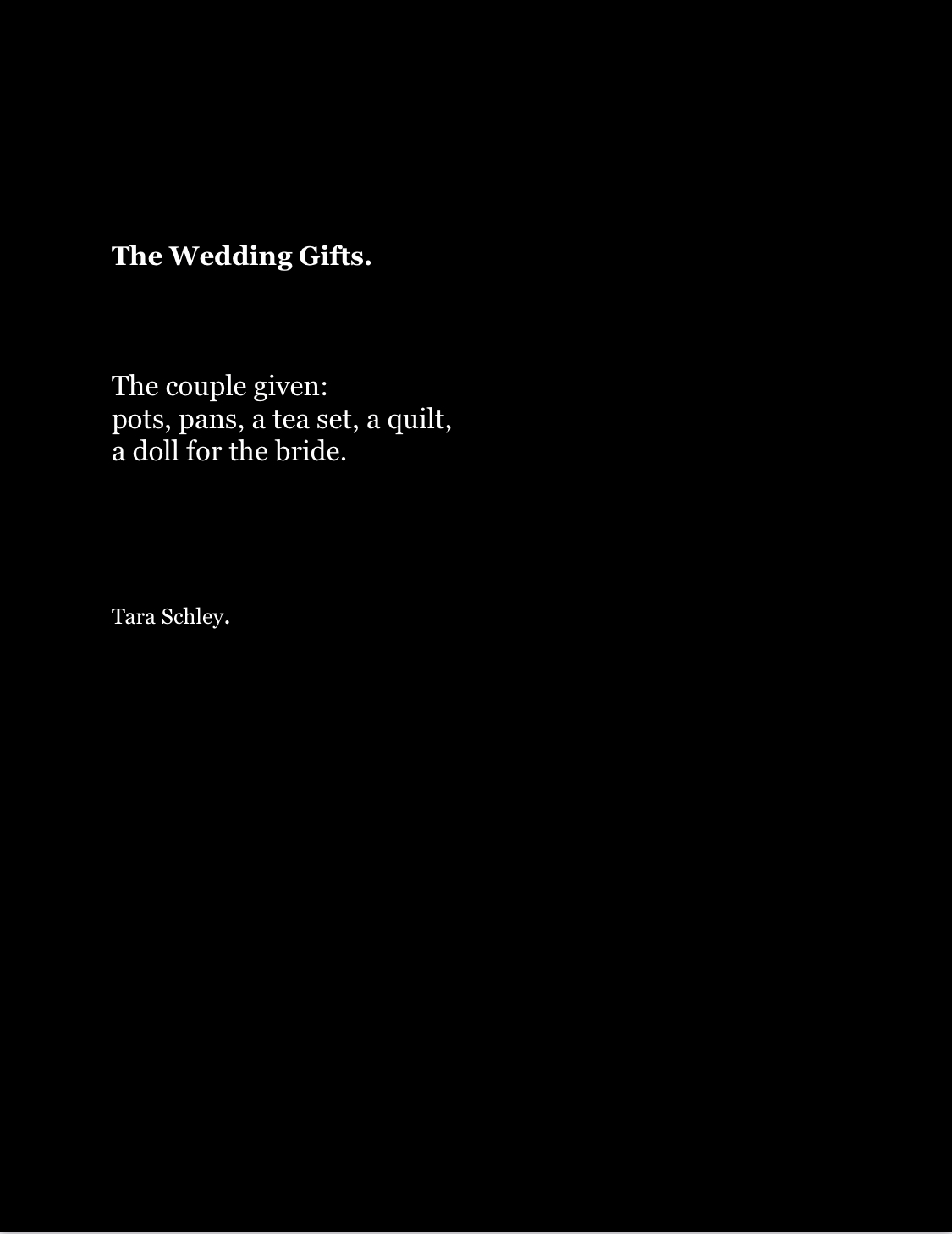 The Wedding Gifts.