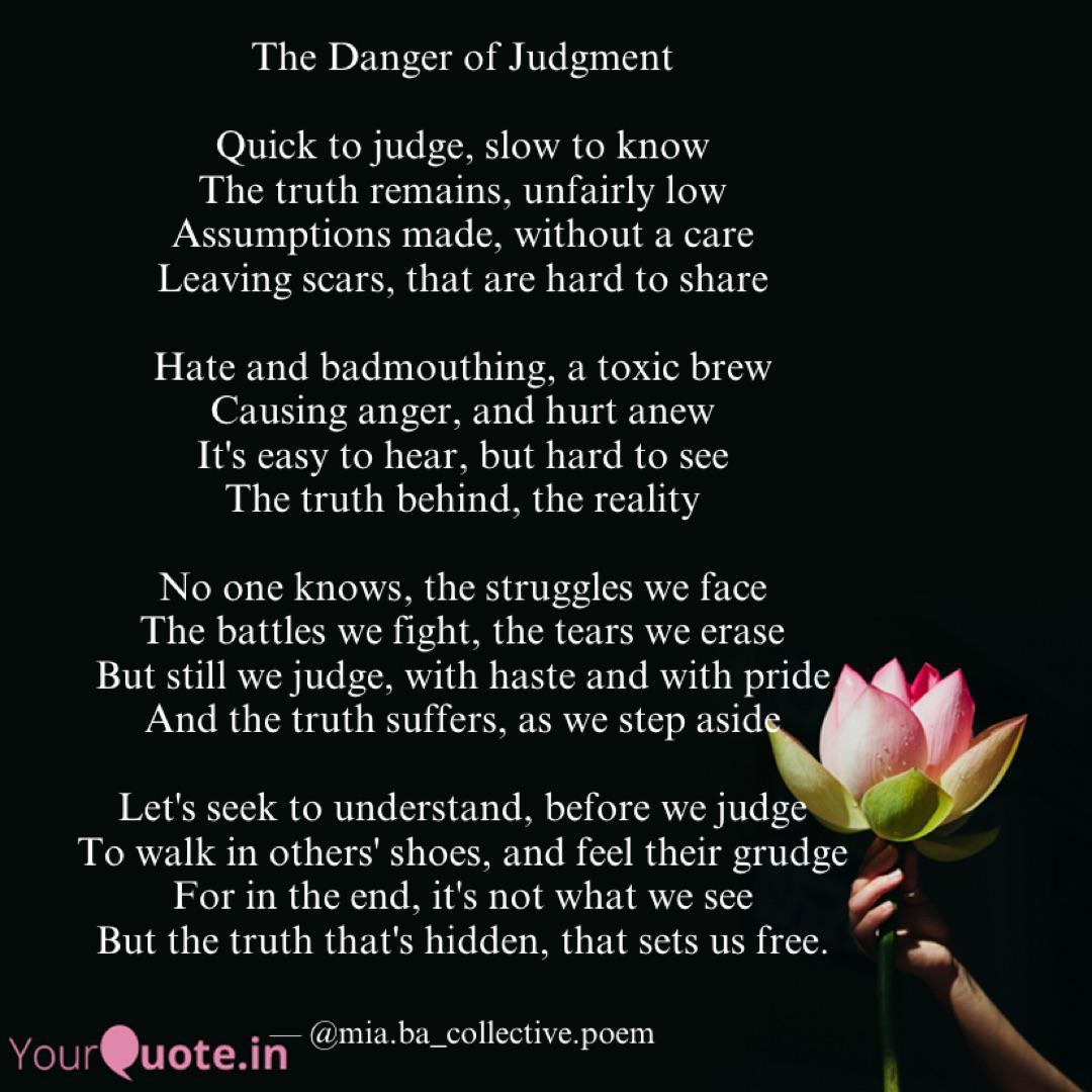 The Danger Of Judgment