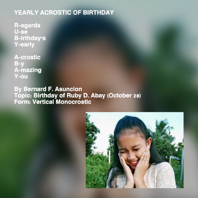 Yearly Acrostic Of Birthday