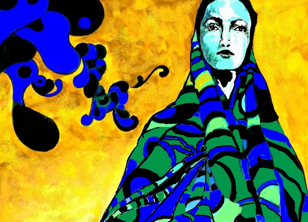 Shabnam......Blue Printed Scarf