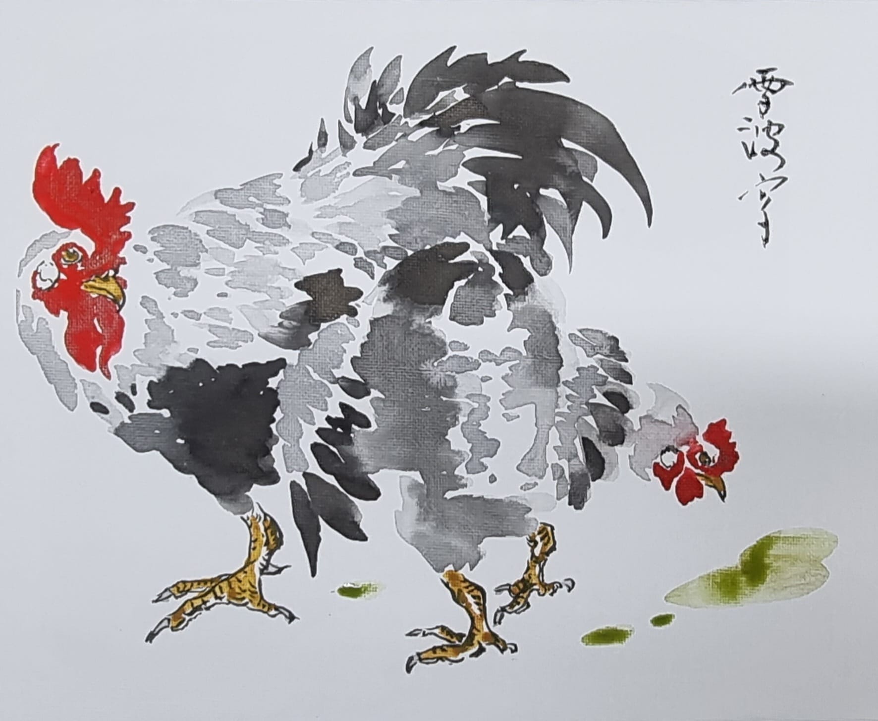 The Painting For A Hen And A Rooster