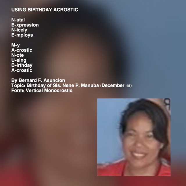 Using Birthday Acrostic