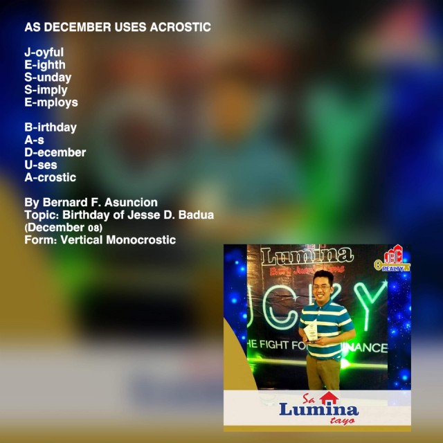 As December Uses Acrostic