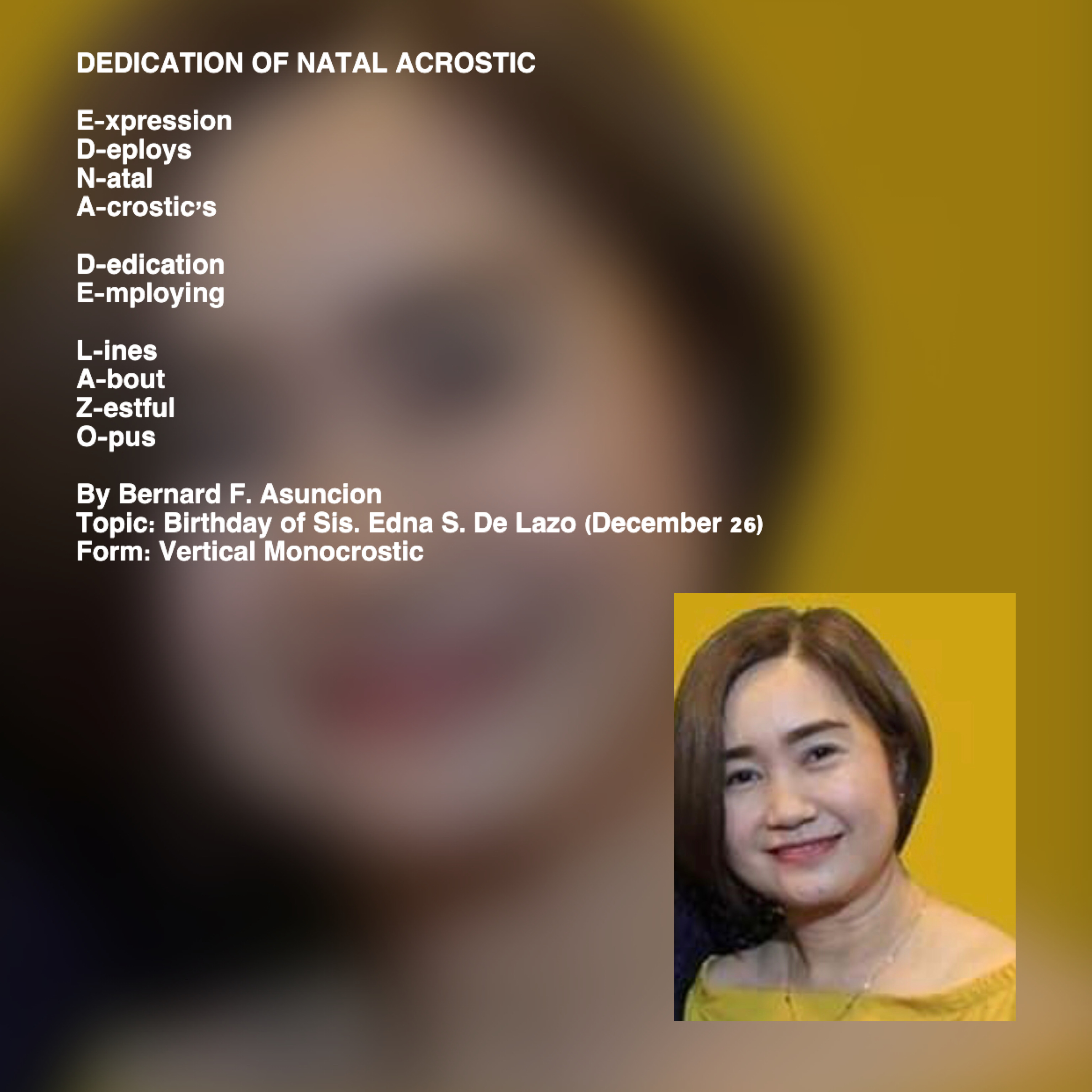 Dedication Of Natal Acrostic