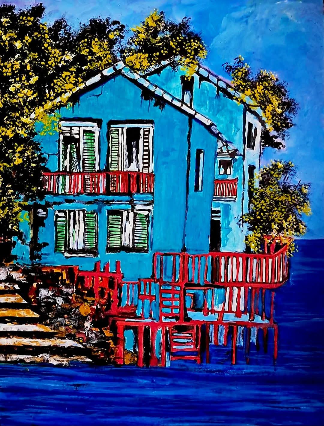 Blue Romantic Honeymoon Lake Cottage