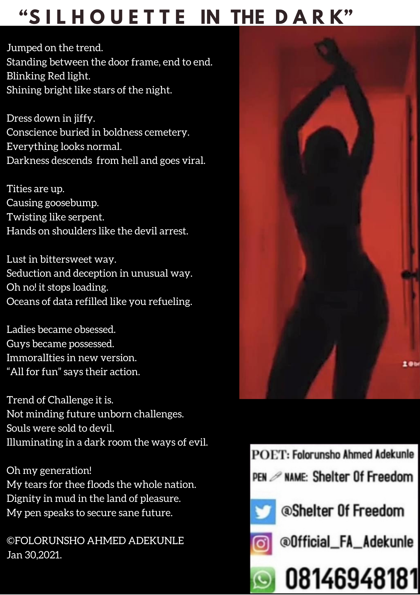 S I L H O U E T T E   In  The  D A R K