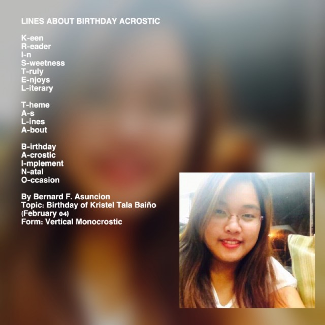 Lines About Birthday Acrostic