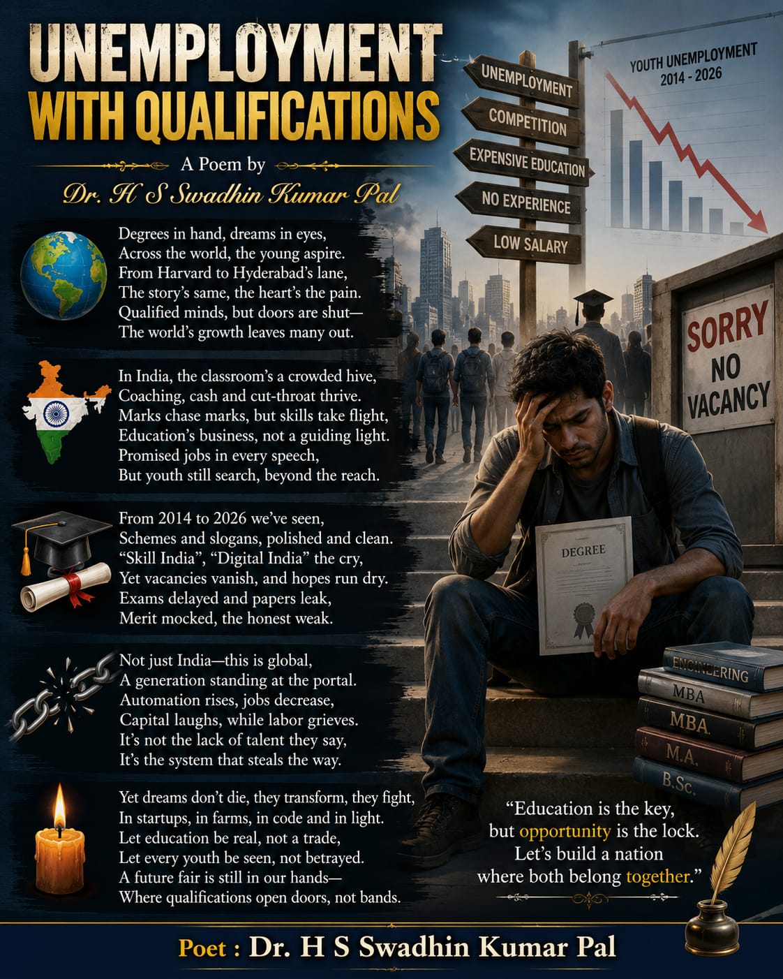 Unemployment With Qualifications
~ Dr. H. S. Swadhin Kumar Pal