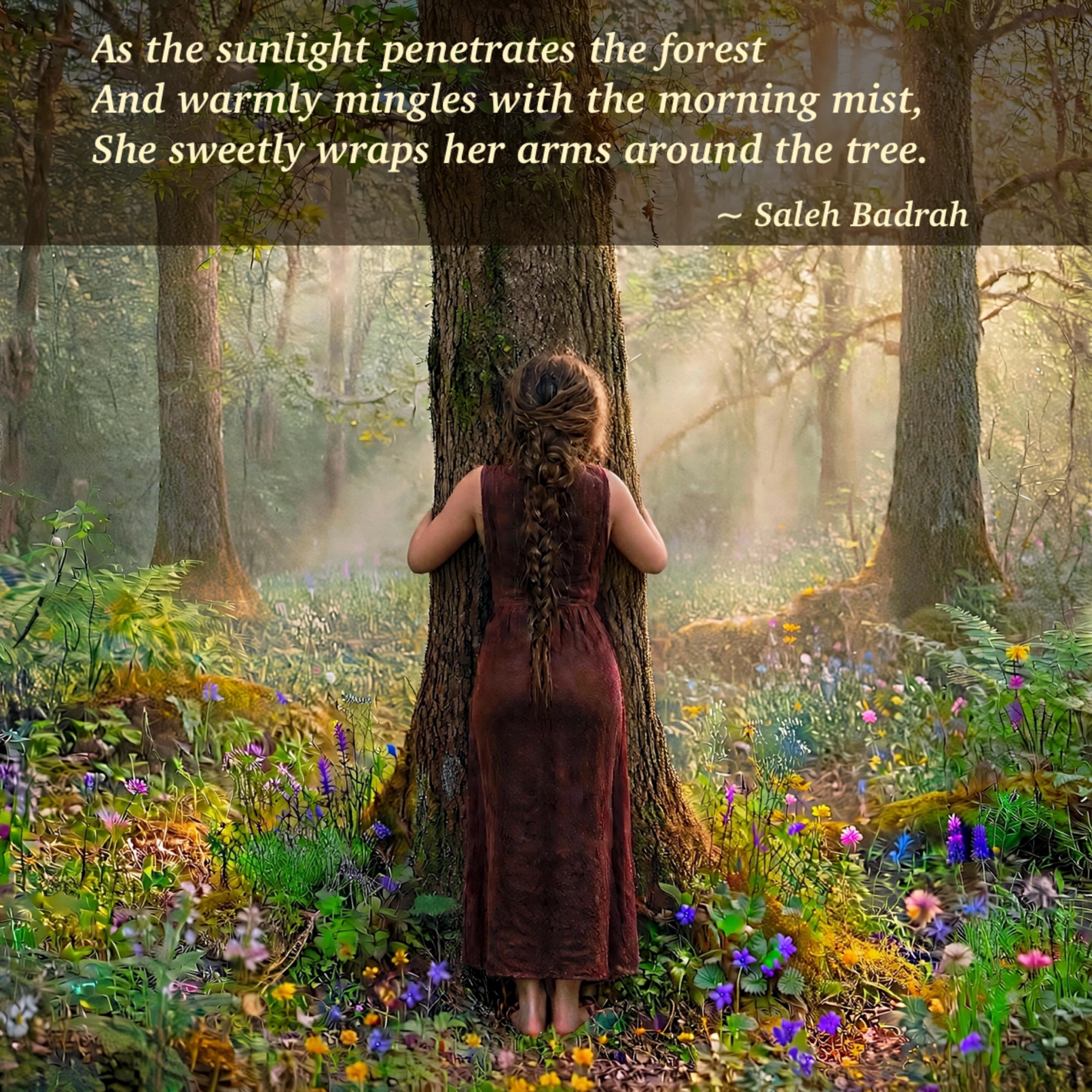 She Sweetly Wraps Her Arms Around The Tree