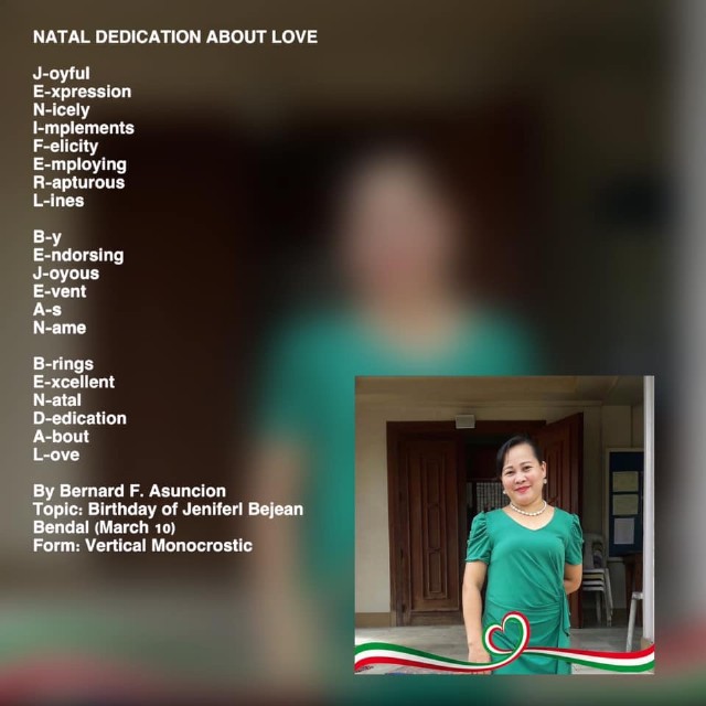 Natal Dedication About Love