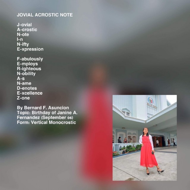 Jovial Acrostic Note