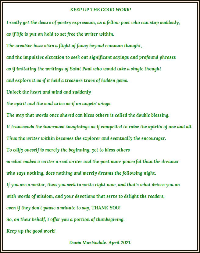 Keep Up The Good Work!