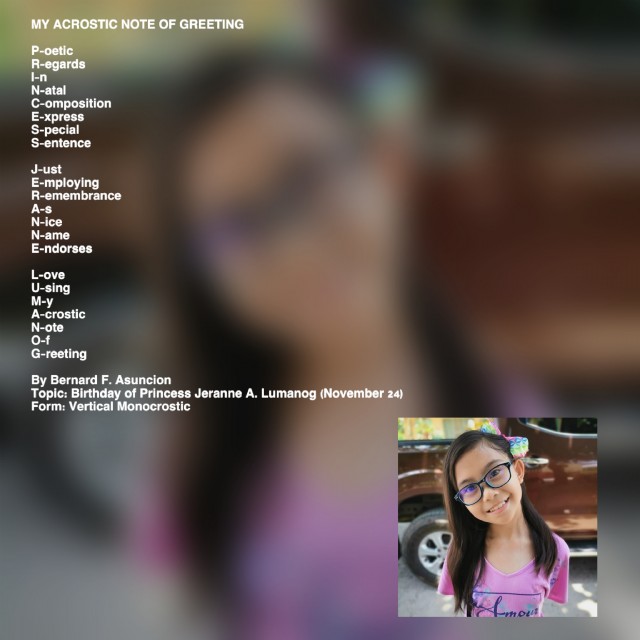 My Acrostic Note Of Greeting