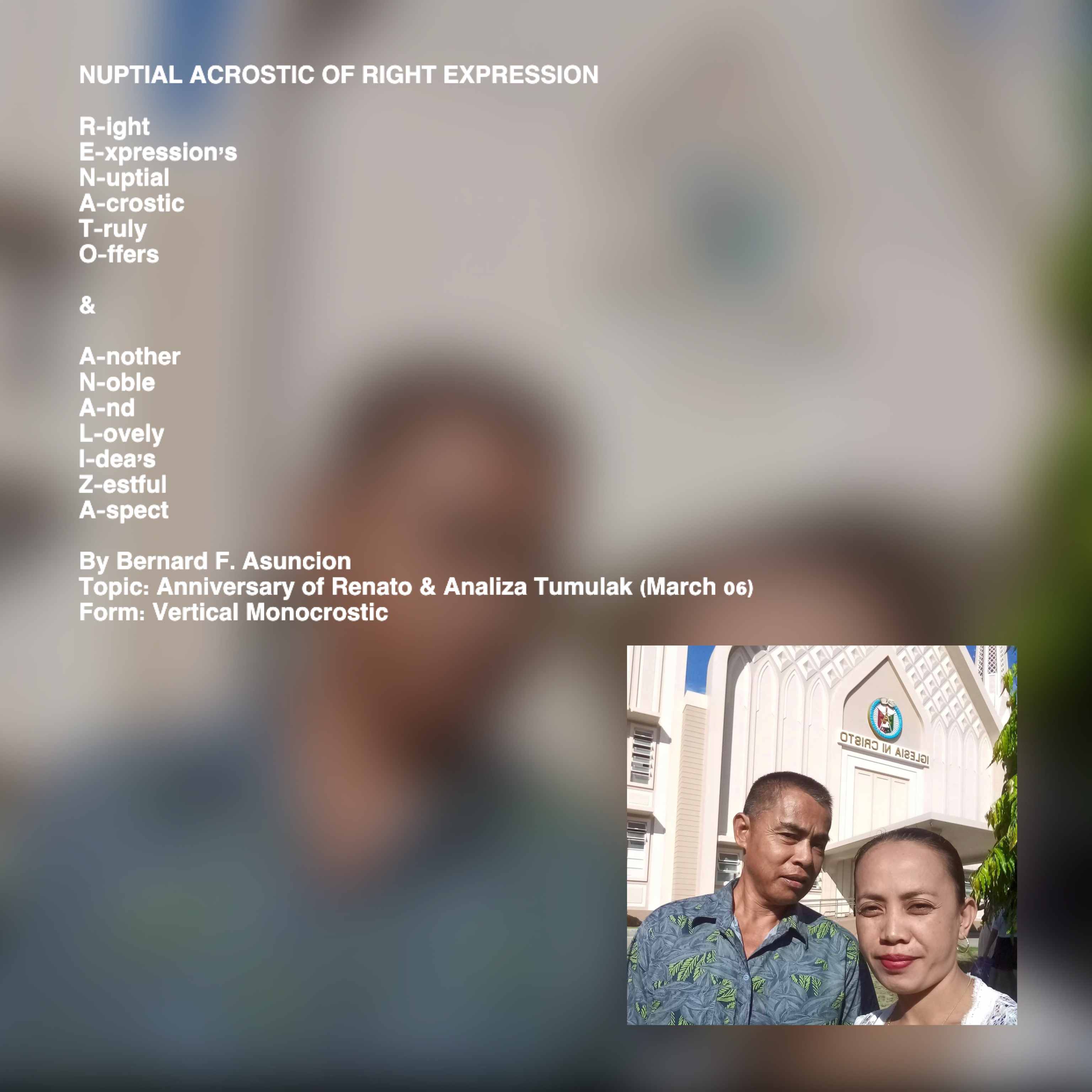 Nuptial Acrostic Of Right Expression
