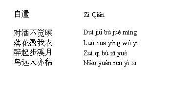 A Rendering Of Li Bai's  Chinese Poem: Amusing Myself