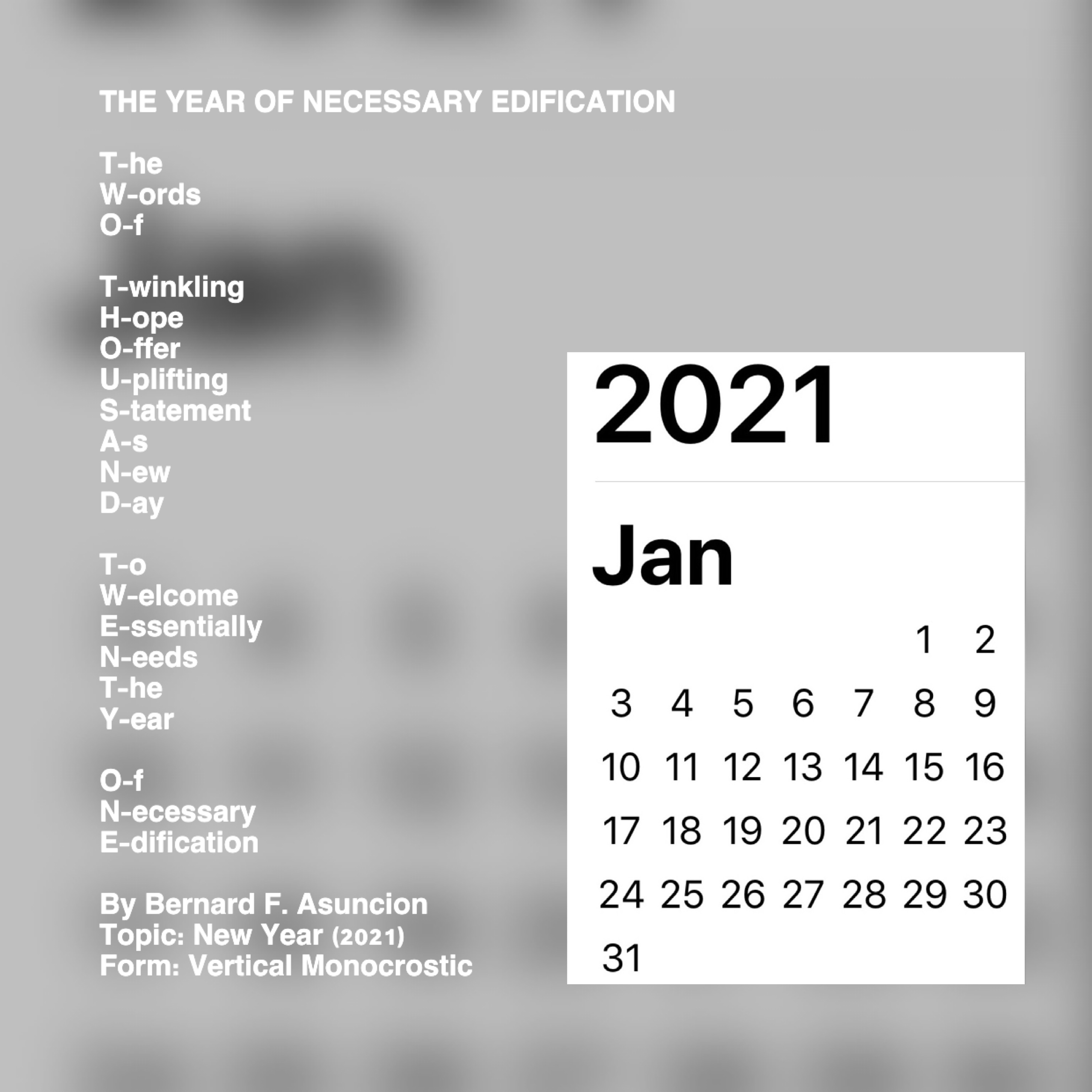 The Year Of Necessary Edification