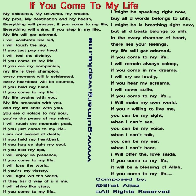 If You Come To My Life