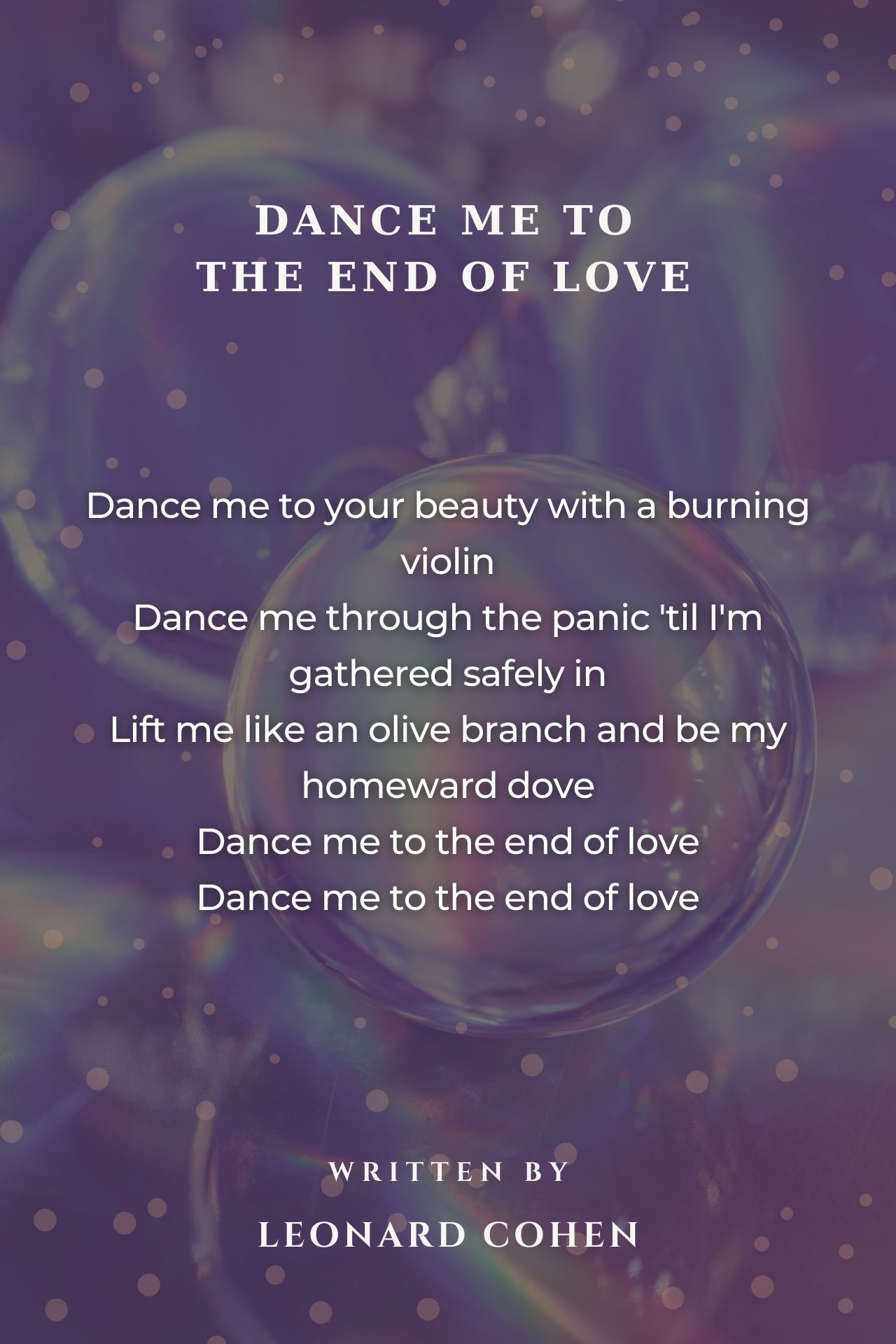 Dance Me To The End Of Love