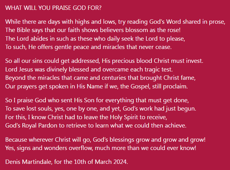 What Will You Praise God For?