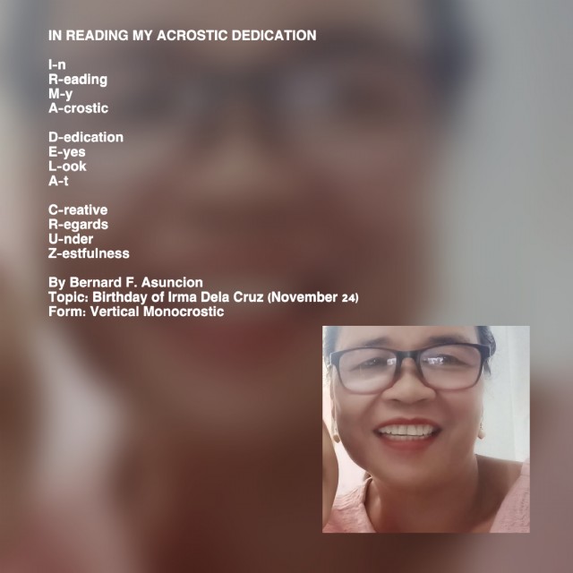 In Reading My Acrostic Dedication