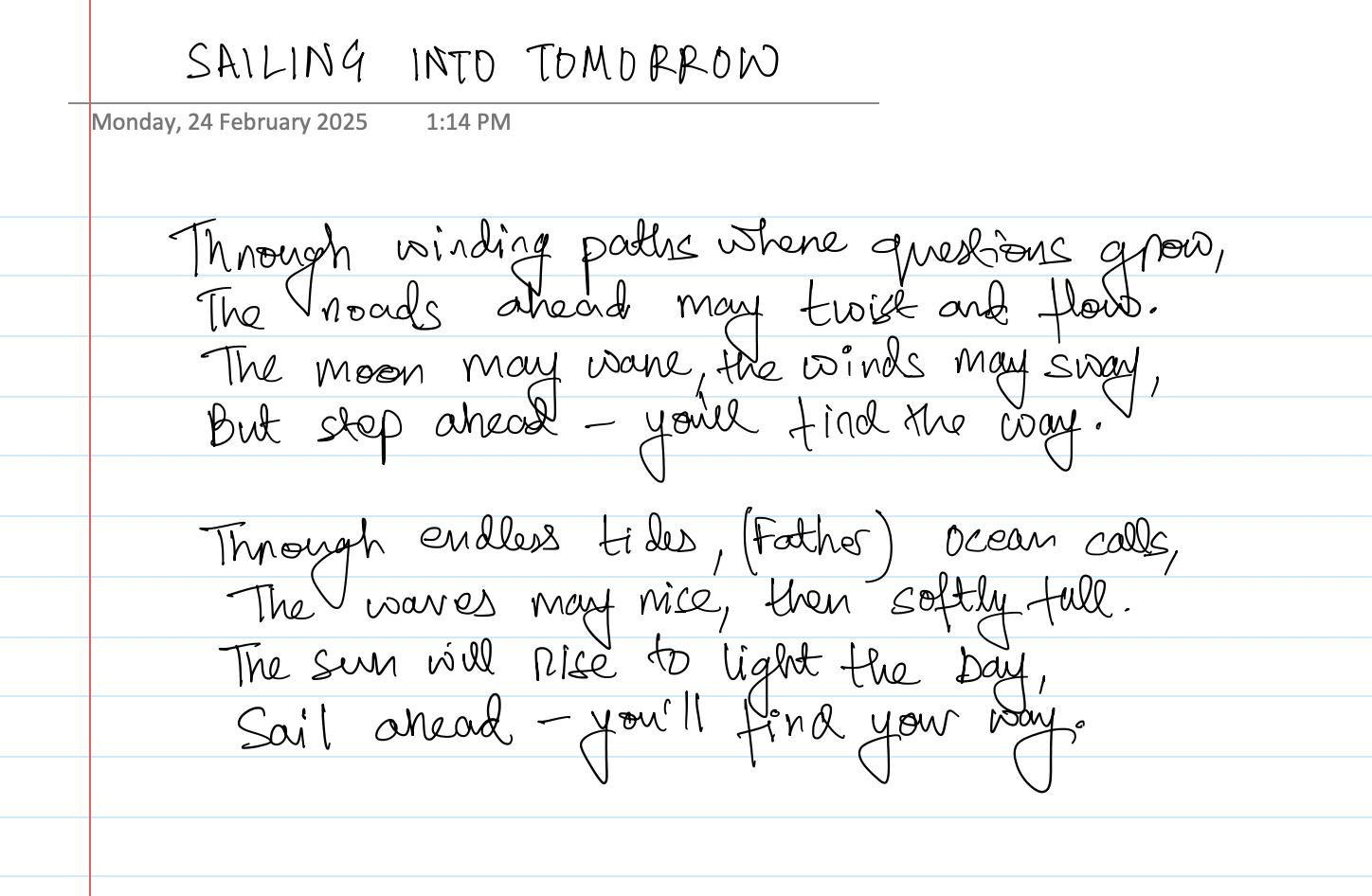 Sailing Into Tomorrow