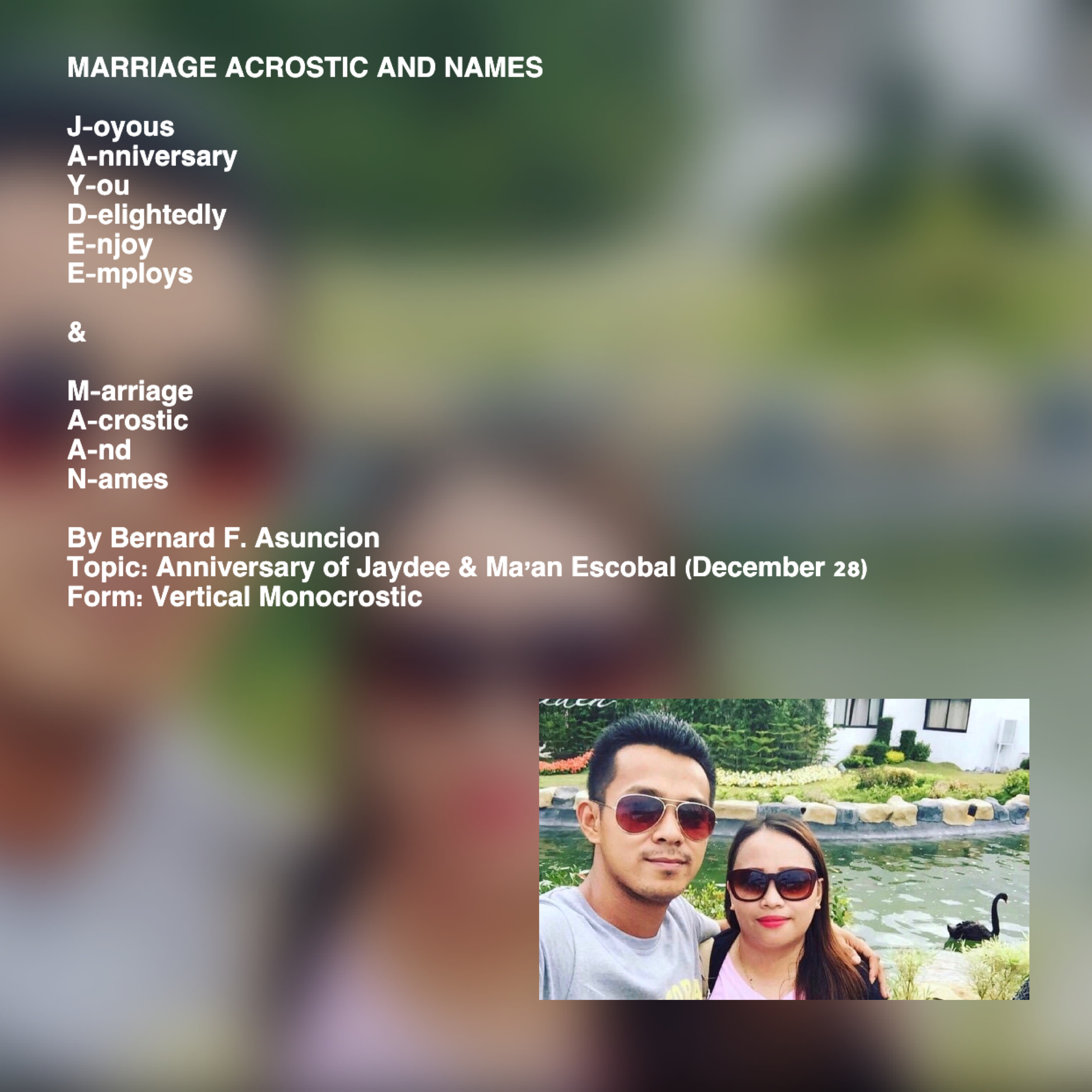 Marriage Acrostic And Names