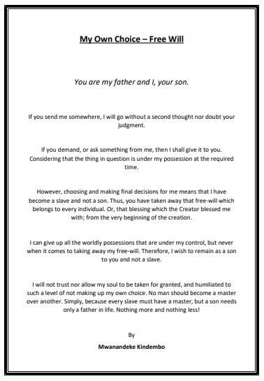 My Own Choice - Free Will