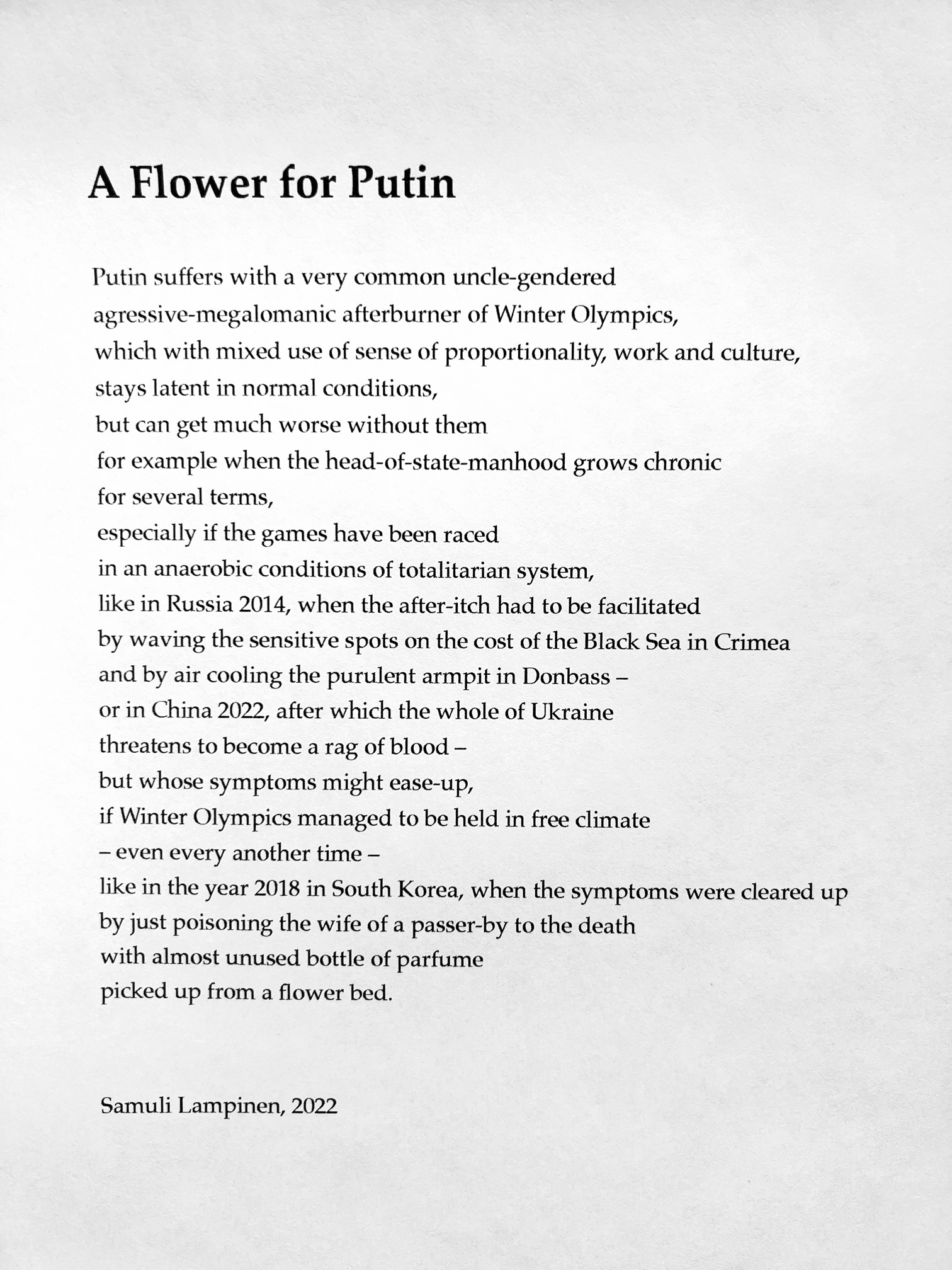 A Flower For Putin