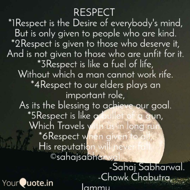 Respect By Sahaj Sabharwal