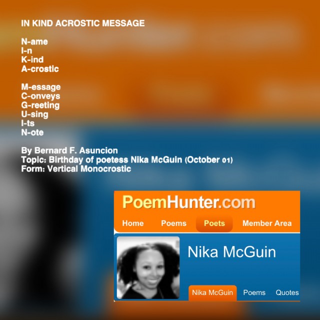 In Kind Acrostic Message