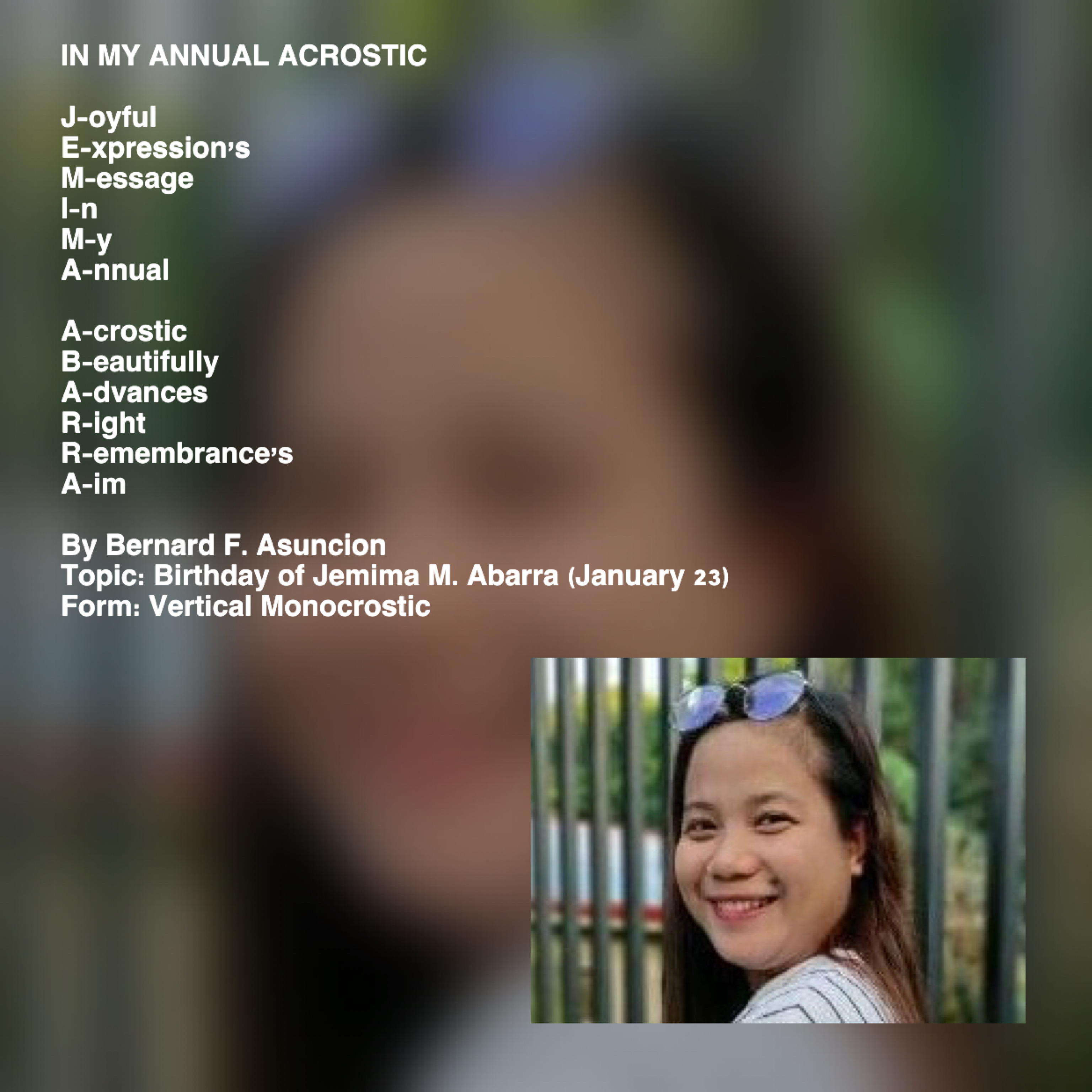 In My Annual Acrostic