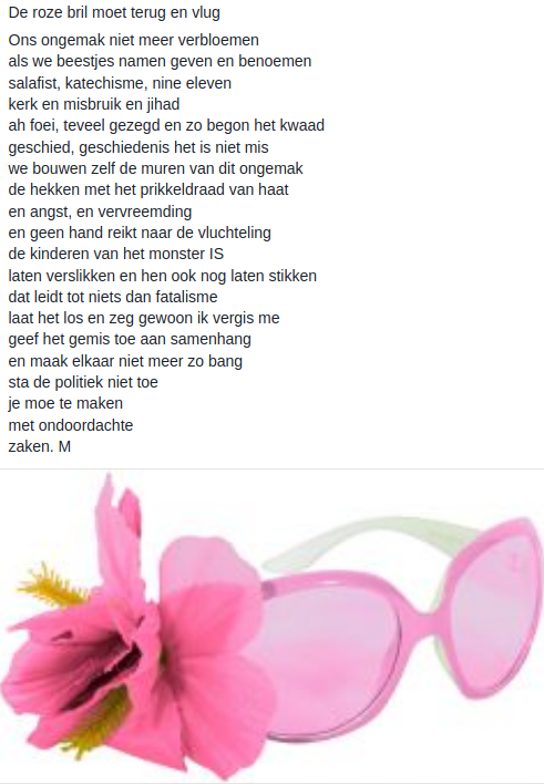 De Roze Bril Moet Terug En Vlug